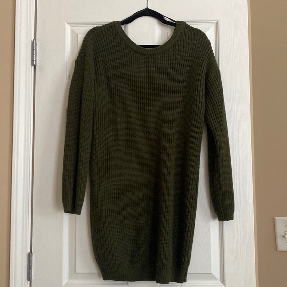 Lulus Forrest Green Sweater Dress